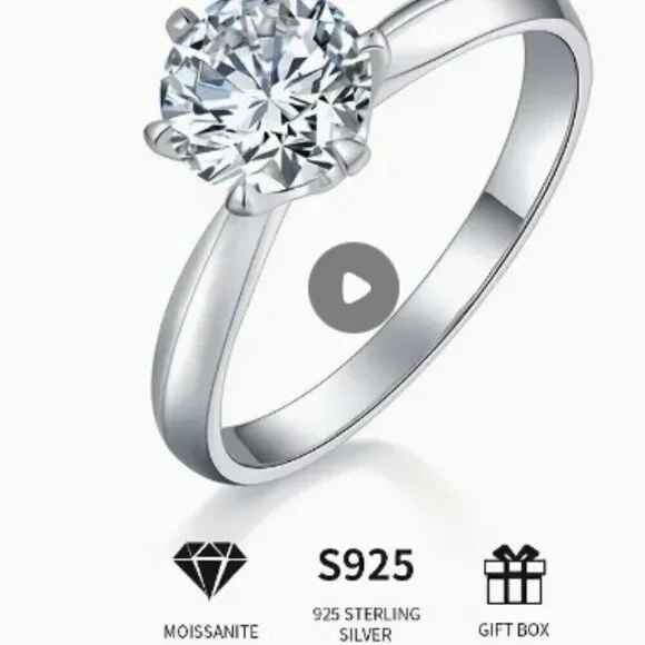 925 Silver Inlaid 2 carats Moissanite Ring - Picture 6 of 9